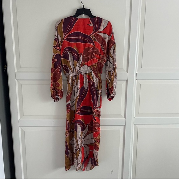 Anthropologie brown and orange floral print midi dress 20955 - Picture 7 of 15